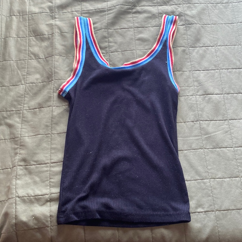 Black Tank with Stripe detailing on straps